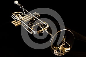 Polished Brass Concert Trumpet on Display