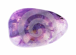 polished charoite (charoitite) gem stone on white