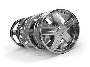 Polished chrome rims wheels.