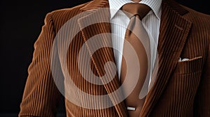 Polished Craftsmanship: Brown Corduroy Jacket With Exquisite Detail