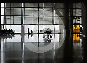 Polished floor of airport terminal