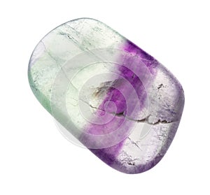 polished fluorite (fluorspar) gemstone on white