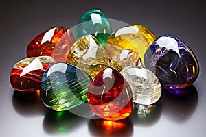 polished gemstones in comparison to their raw versions