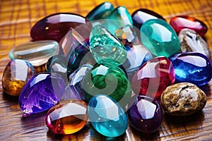 polished gemstones in comparison to their raw versions