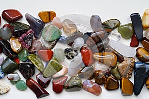 Polished gemstones photographed in the studio with lighting