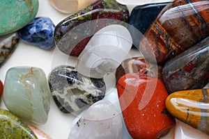 Polished gemstones photographed in the studio with lighting