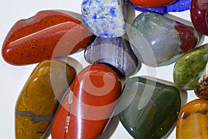 Polished gemstones photographed in the studio with lighting