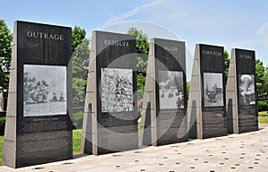 Polished granite war memorial