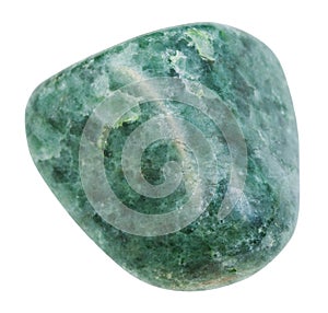 Polished green jadeite stone isolated