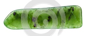 polished green nephrite gemstone isolated