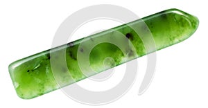 polished green nephrite mineral isolated on white