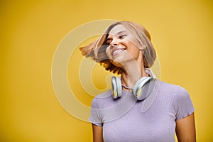 polished joyous woman with short blonde