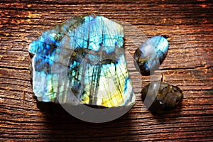 Polished labradorite crystals