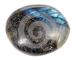 polished labradorite mineral isolated on white