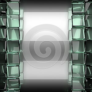 Polished metal background with glass
