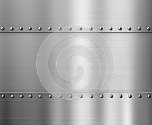 Polished metal background with rivets