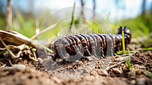 Polished Metamorphosis: Uhd Image Of Black Centipede In Cabincore Style