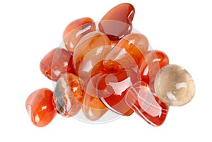 Polished orange striped agate collection