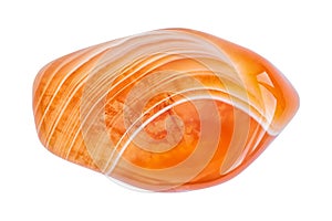 Polished orange striped agate gemstone