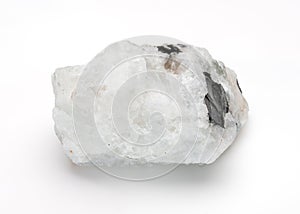 Polished oval moonstone cabochon displaying a soft blue adularescence and subtle internal inclusions, set against a dark photo