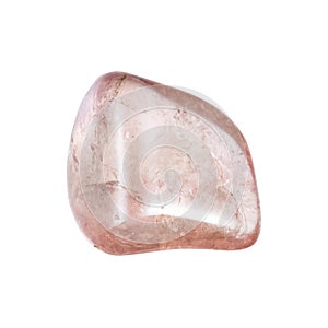 polished pink tourmaline crystal isolated