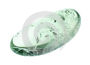 polished prasiolite (green quartz) gem cutout photo