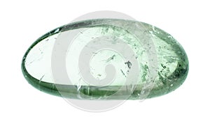 Polished prasiolite green quartz gemstone cutout