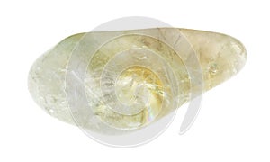 polished Prasiolite (vermarine) gem stone on white