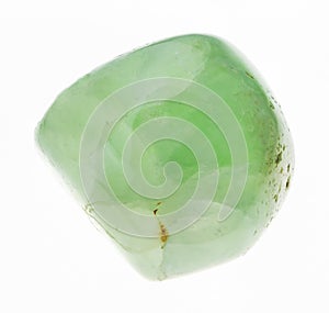 polished Prehnite gemstone on white