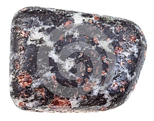 Polished quartz with black Hornblende, pink garnet