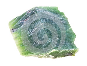 polished raw Nephrite (green jade) stone isolated