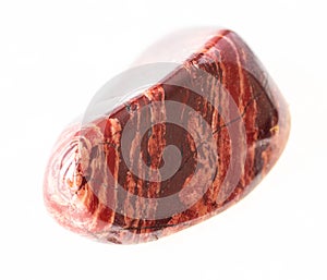 polished red brecciated jasper stone on white