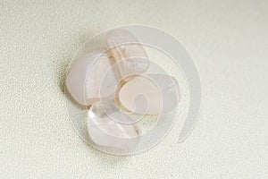 Polished and row hi-quality transparent rose quartz gem stones, Brazil