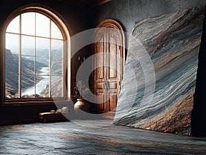 A polished slab of diorite stone