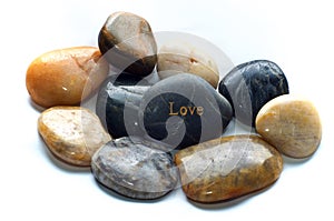 Polished stones with love rock