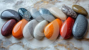 Polished Stones in Various Colors - Generative AI photo