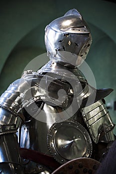 Polished suit of medieval armour