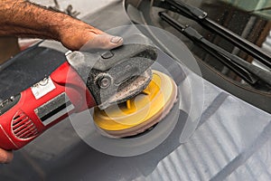 Polishing a car