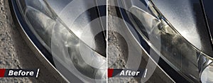 Polishing the optics of car headlamps. Effect Before and after