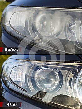 Polishing the optics of car headlamps. Effect Before and after