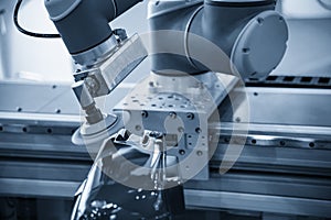 The polishing robotic arm sytem in the automotive parts painting process.