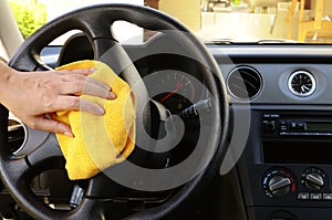 Polishing steering wheel