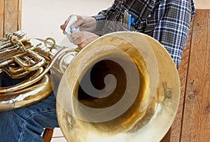 Polishing a tuba