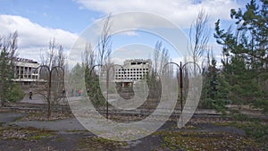 The Polissya hotel is one of the tallest buildings in the abandoned city of Pripyat, Ukraine which was affected by the Chernobyl