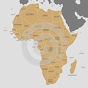 Political Africa Map vector illustration. Editable and clearly