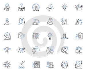 Political agenda line icons collection. Partisanship, Ideology, Governance, Policy, Strategy, Election, Campaign vector