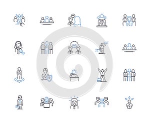 Political arena line icons collection. Democracy, Partisanship, Campaigns, Activism, Elections, Legislation, Lobbying