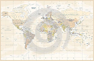 Political Colored Vintage World Map Vector