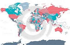 Political Colored World Map Vector