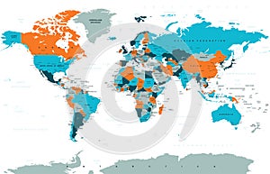 Political Colored World Map Vector